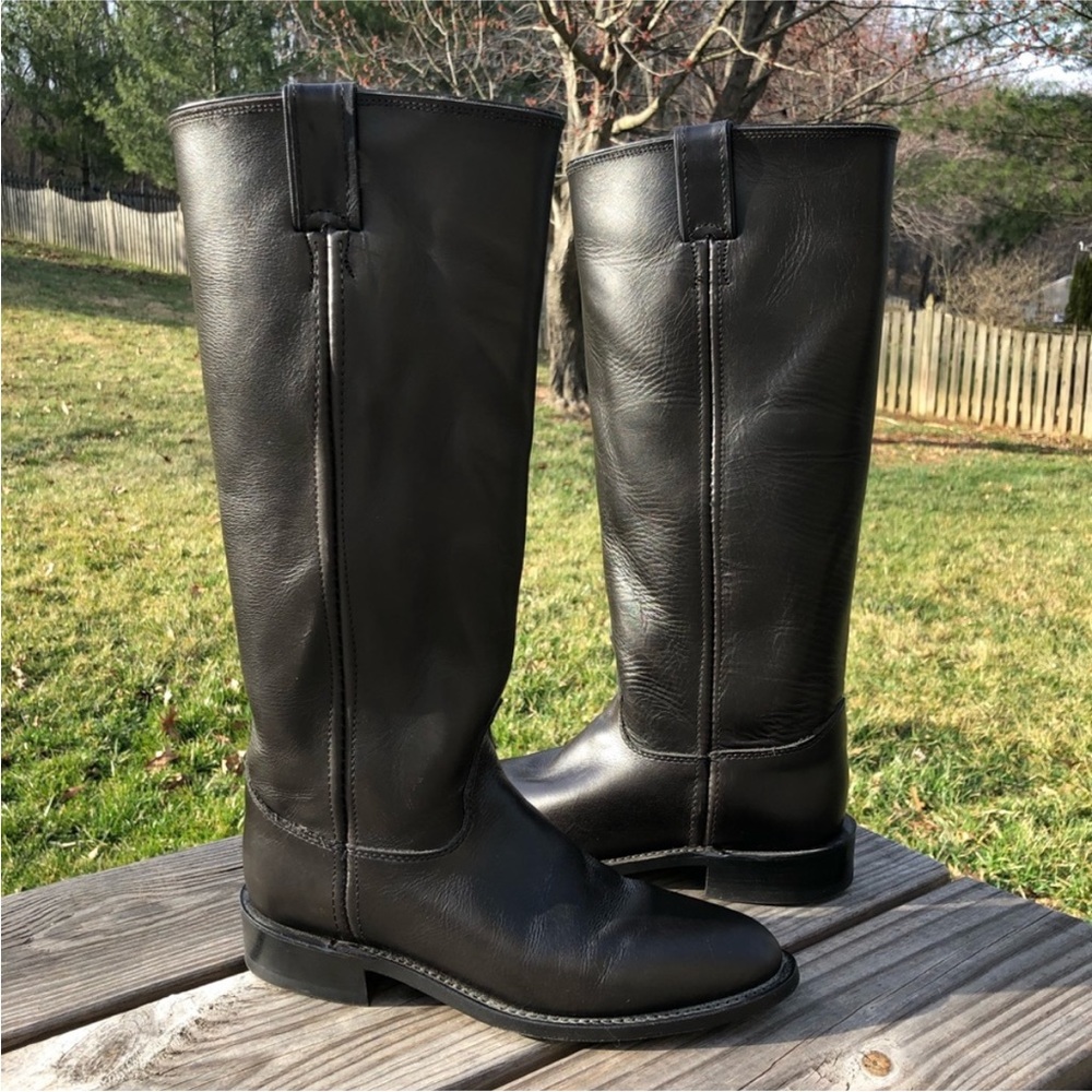 Chippewa black leather tall riding boots USA Handcrafted 7